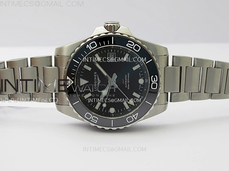 Hydroconquest L3.790.4 43mm SS Black Ceramic Bezel ETC 1:1 Best Edition Black Dial on SS Bracelet A2836